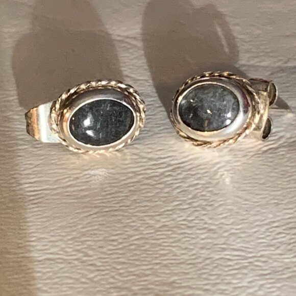 New Listing: Labradorite & Silver Stud Earrings - Picture 3 of 9